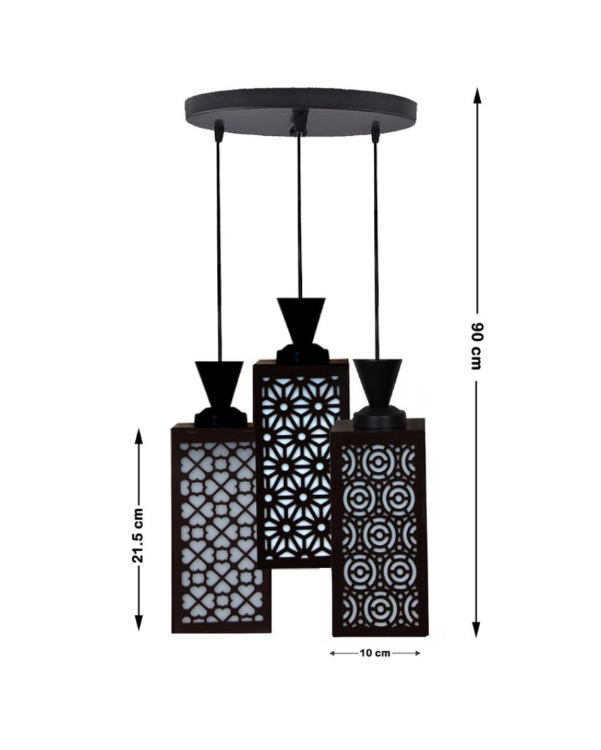 Air 3 Lights Wooden Premium Foyer Ceiling Lamp | 8 x 4 x 35 inches