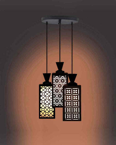 Visión 3 Lights Wooden Premium Foyer Ceiling Lamp | 8 x 4 x 35 inches