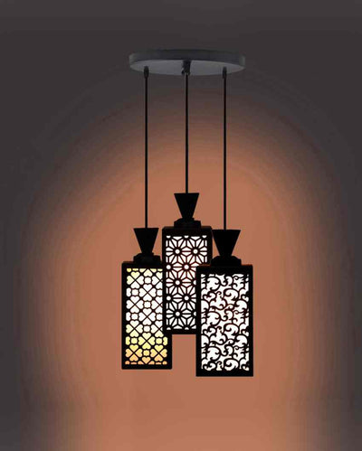 Rústico 3 Lights Wooden Premium Foyer Ceiling Lamp | 8 x 4 x 35 inches
