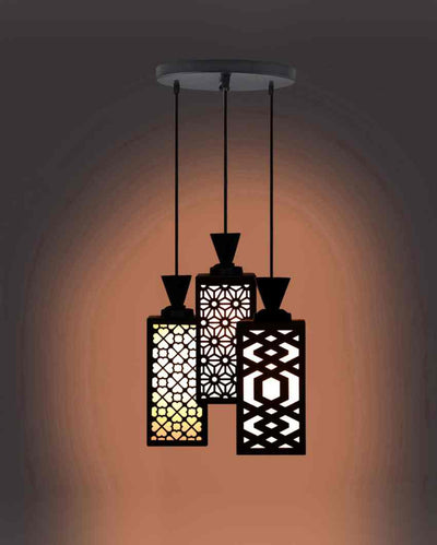 Struktur 3 Lights Wooden Premium Foyer Ceiling Lamp | 8 x 4 x 35 inches
