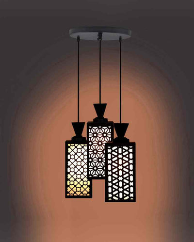 Creative 3 Lights Wooden Premium Foyer Ceiling Lamp | 8 x 4 x 35 inches
