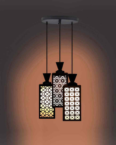 Luminoso 3 Lights Wooden Pendant Room Ceiling Lamp | 8 x 4 x 35 inches