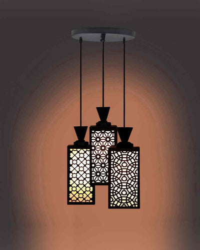 Handwerk 3 Lights Wooden Pendant Room Ceiling Lamp | 8 x 4 x 35 inches