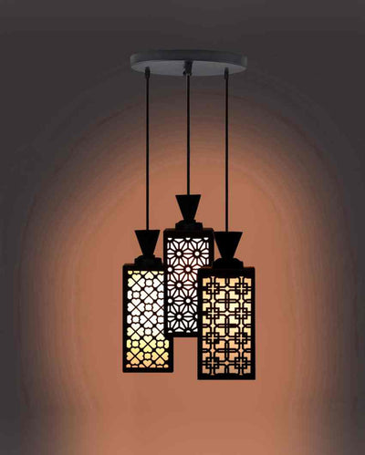 Tradicional 3 Lights Wooden Pendant Room Ceiling Lamp | 8 x 4 x 35 inches