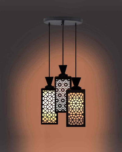 Elegante 3 Lights Wooden Premium Foyer Ceiling Lamp | 8 x 4 x 35 inches