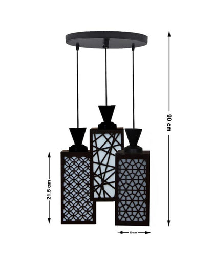 Armonioso 3 Lights Wooden Pendant Foyer Ceiling Lamp | 8 x 4 x 35 inches