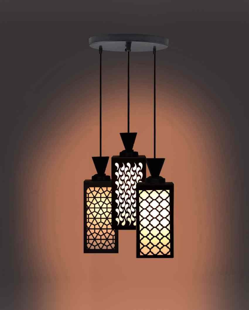 Ambiental 3 Lights Wooden Pendant Foyer Ceiling Lamp | 8 x 4 x 35 inches