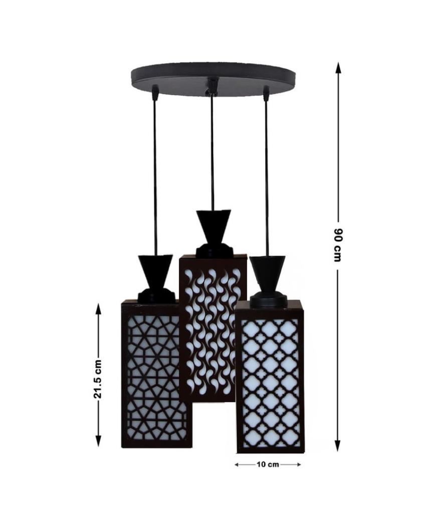 Ambiental 3 Lights Wooden Pendant Foyer Ceiling Lamp | 8 x 4 x 35 inches