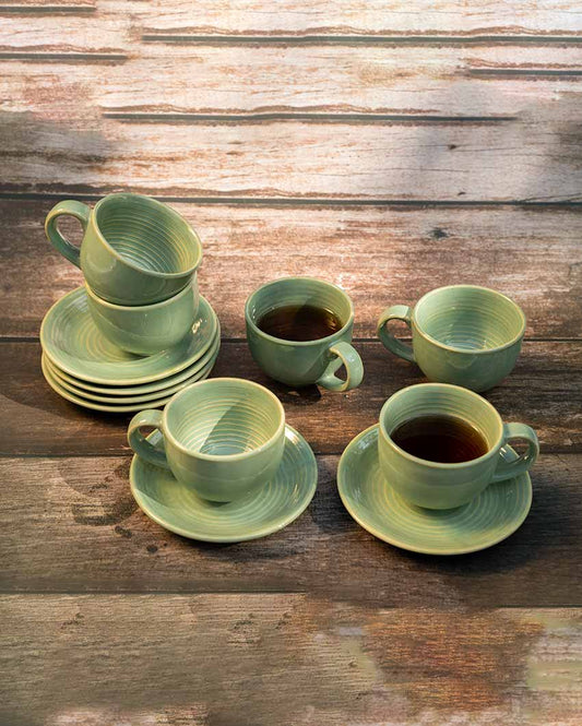 Sapphire Serenity Tea Cups | Set Of 6 Green