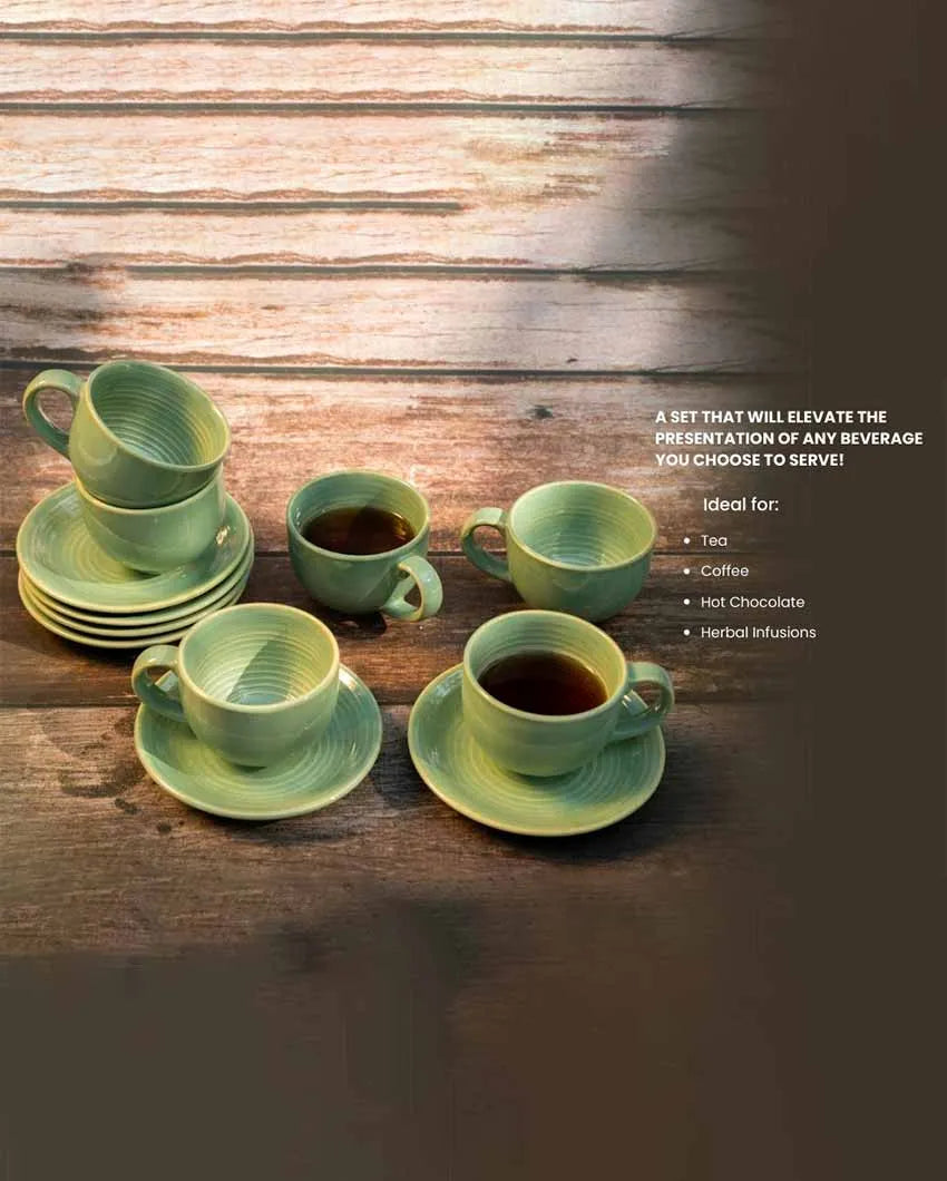 Sapphire Serenity Tea Cups | Set Of 6 Green