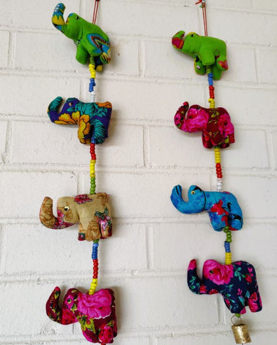 Stuffed Toy Elephant Boho Floral Latkan Pair | Set of 2