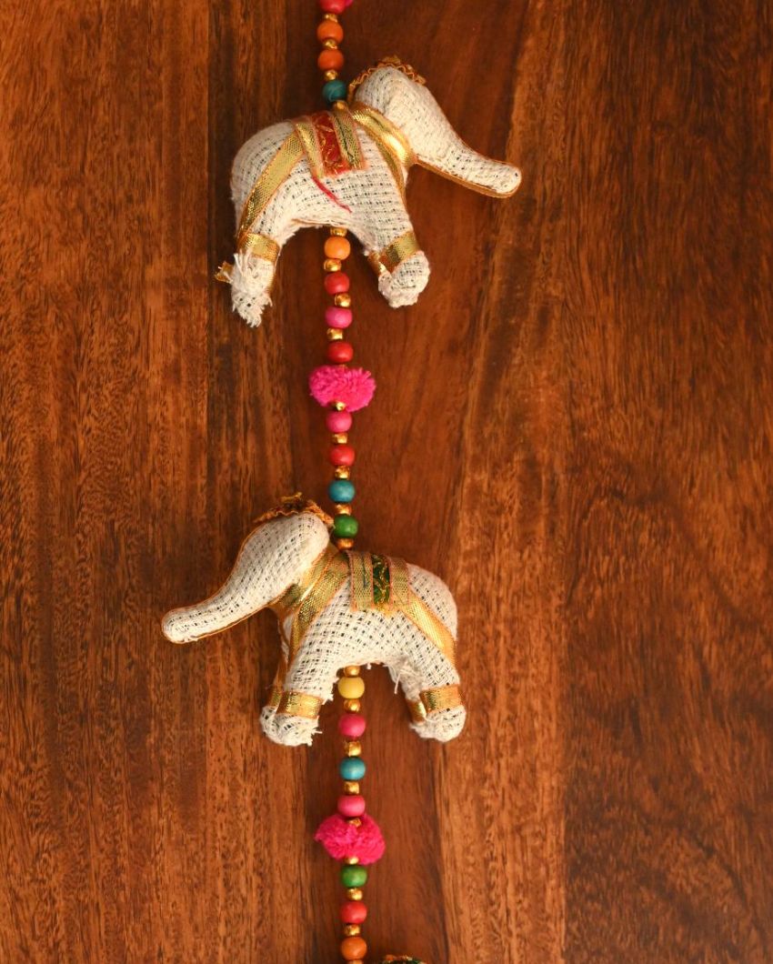 Jute Cotton Gotta Patti Elephant Latkan Pair | Set of 2