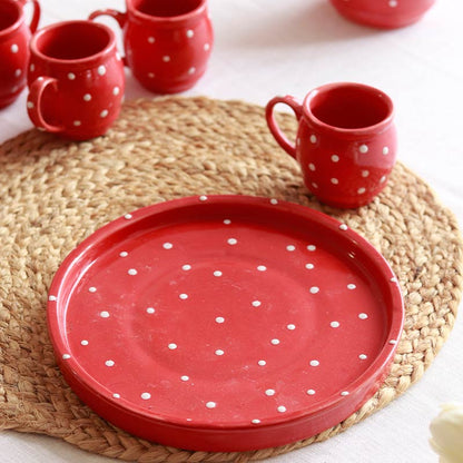 Red Polka Dots Tea Set | Set of 8