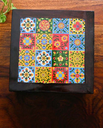 Square Wooden Tiles Bajot Chowki | 12 x 12 x 3 inches