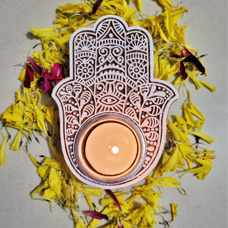 Festive Hamsa Hand Tea Light | 6 x 4 Inch Default Title