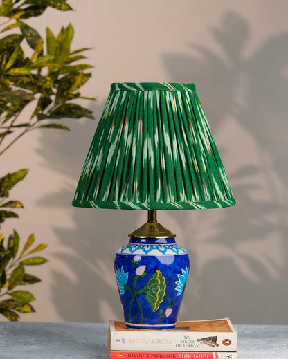 Modern Green Cotton Fabric and Coated Frame Ikat Empire Lampshade