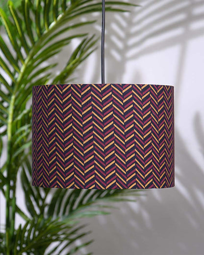 Stylish Chevron Cotton Fabric and Coated Frame Pendant Light With Wire Cable