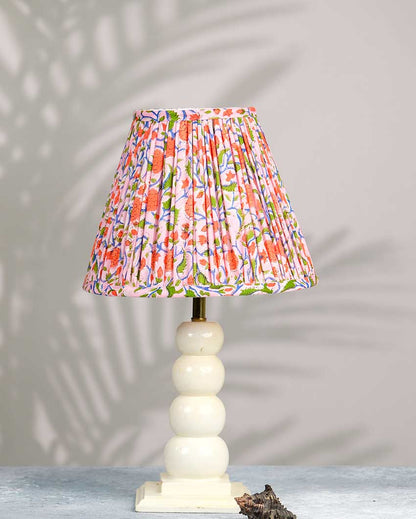 Contemporary Block Cotton Fabric and Coated Frame Print Empire Lampshade