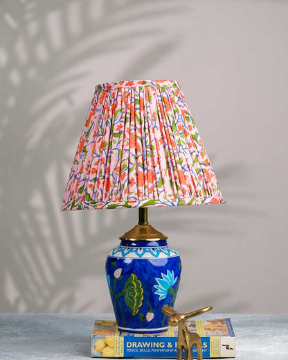 Contemporary Block Cotton Fabric and Coated Frame Print Empire Lampshade