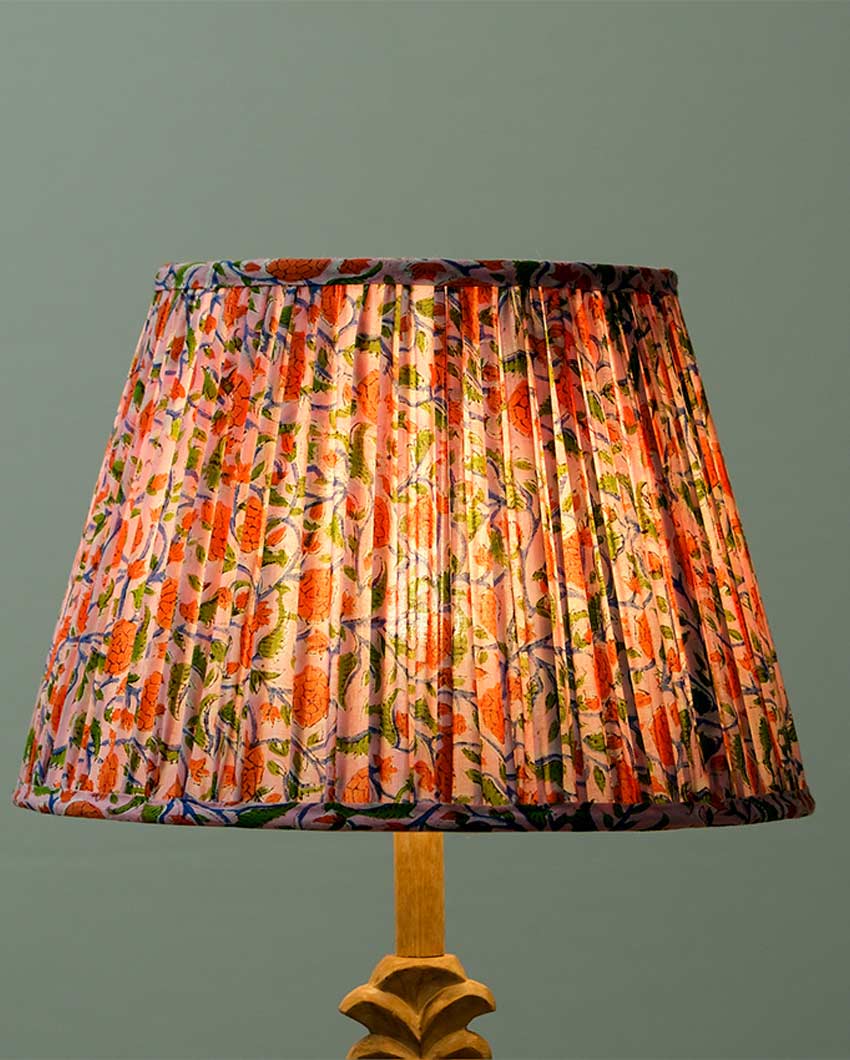 Contemporary Block Cotton Fabric and Coated Frame Print Empire Lampshade