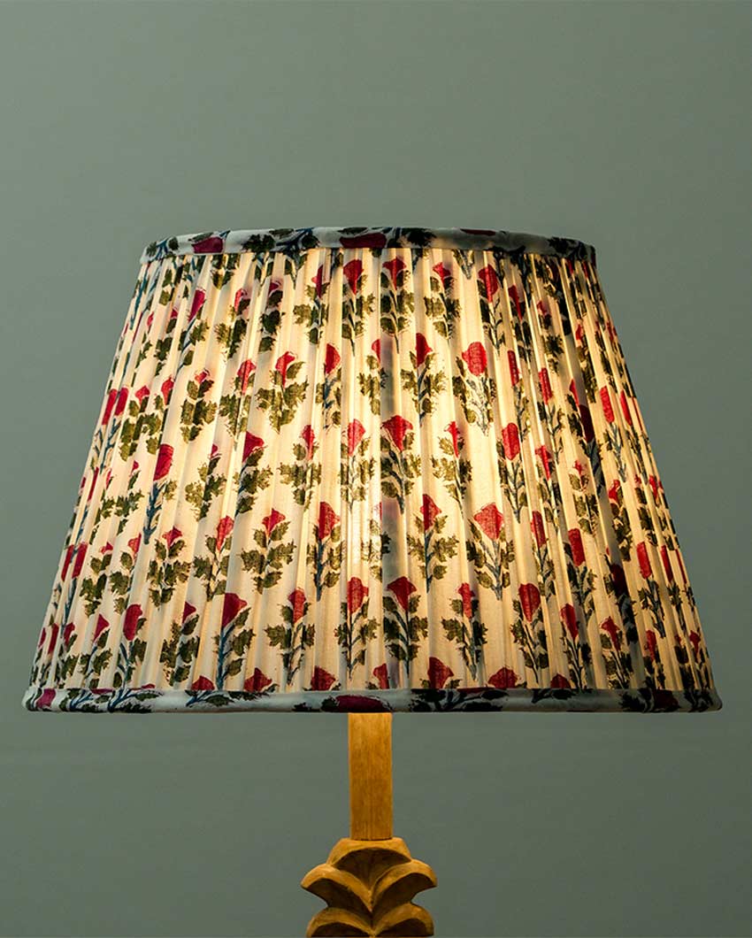 Chic White & Pink Cotton Fabric and Coated Frame Block Print Empire Lampshade