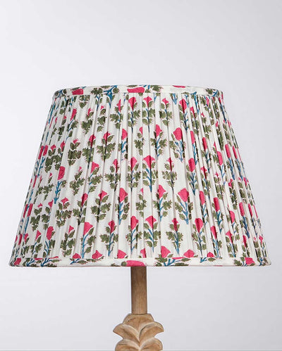 Chic White & Pink Cotton Fabric and Coated Frame Block Print Empire Lampshade