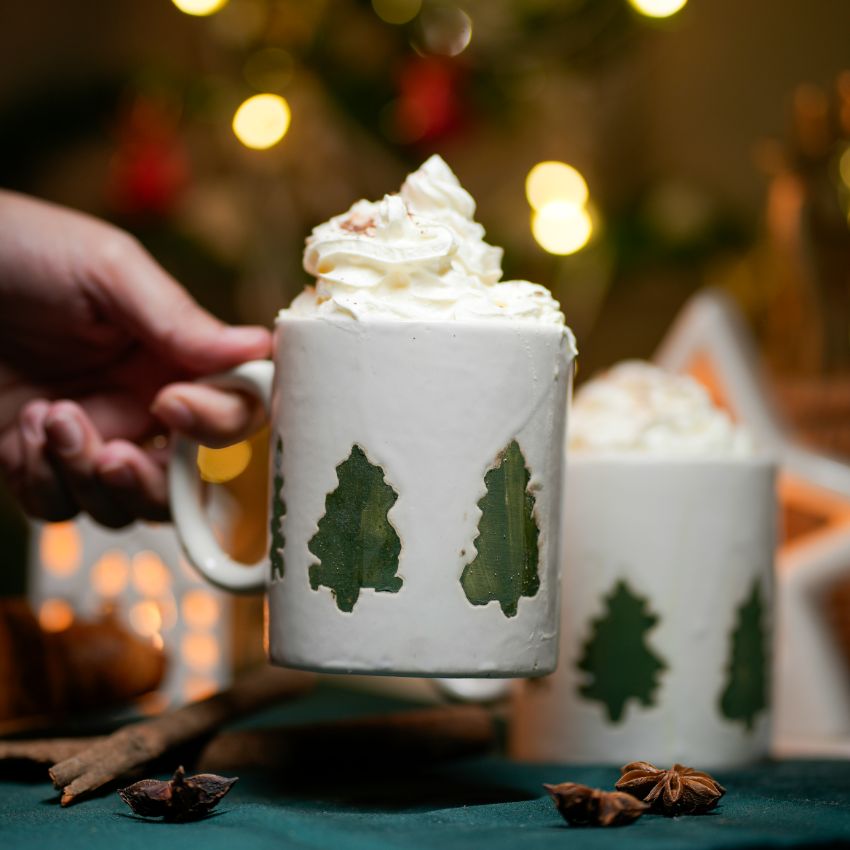 Snowy Christmas Tree Ceramic Mug | 4 x 3 inches | 1 Mug Only