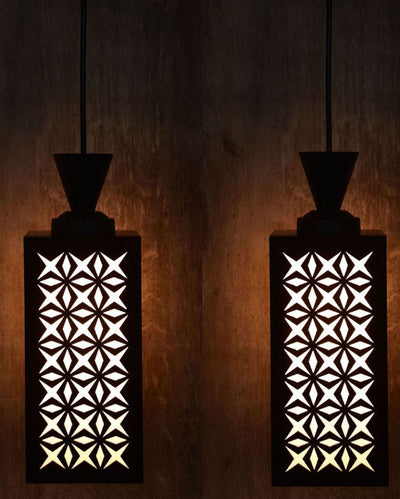 Beautifully Designed Wooden Style Creative Pendant Lamp | Set of 2 | 4 x 4 x 36 inches