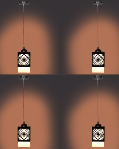 Artisan Style Wooden Style Creative Pendant Lamp | Set of 4 | 4 x 4 x 34 inches