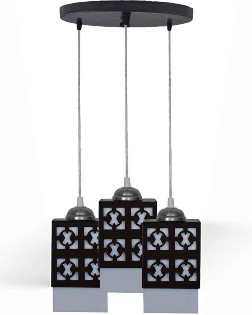 Rustikal 3 Lights Hallway Wooden Pendant Ceiling Lamp | 5 x 6 x 32 inches