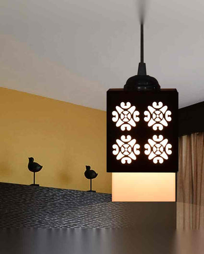 Luminoso 3 Shades Wooden Pendant Hanging Ceiling Lamp | 5 x 6 x 32 inches