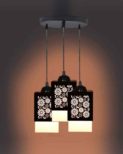 Impresion Wooden Pendant 3 Lights Hallway Ceiling Lamp | 5 x 6 x 32 inches