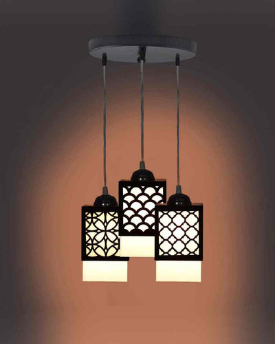 Artisan 3 Lights Wooden Premium Hallway Ceiling Lamp | 5 x 6 x 32 inches