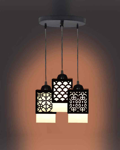 Artístico 3 Shades Wooden Pendant Hanging Ceiling Lamp | 5 x 6 x 32 inches