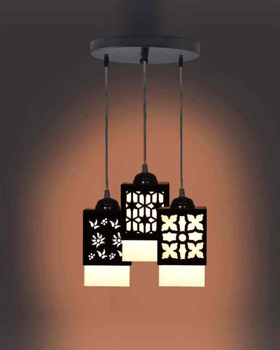 Artisan 3 Lights Wooden Pendant Hallway Ceiling Lamp | 5 x 6 x 32 inches