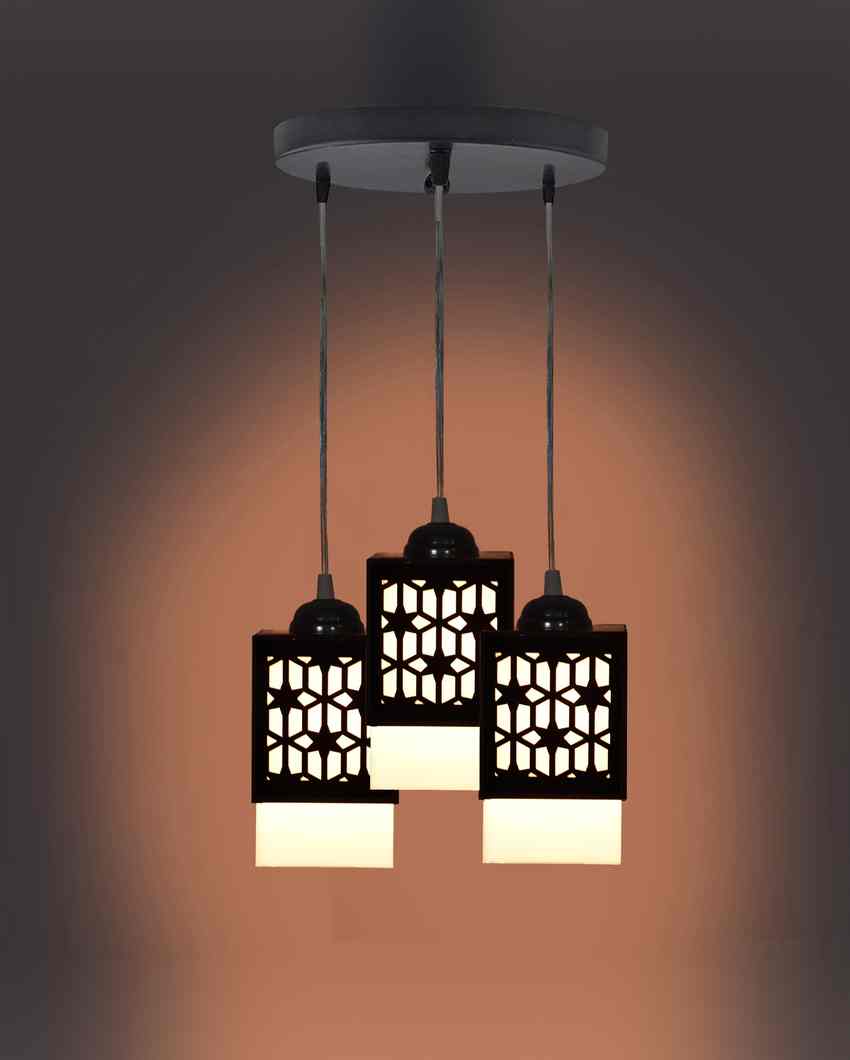 Madera 3 Shades Wooden Pendant Ceiling Lamp | 5 x 6 x 32 inches