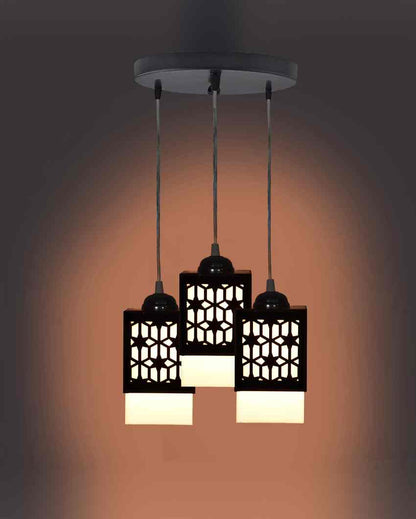 Madera 3 Shades Wooden Pendant Ceiling Lamp | 5 x 6 x 32 inches