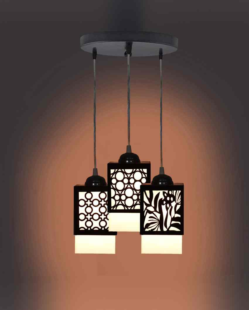 Ambiental 3 Lights Wooden Pendant Hallway Ceiling Lamp | 5 x 6 x 32 inches