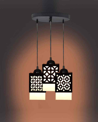 Artisan Wooden 3 Lights Pendant Hallway Ceiling Lamp | 5 x 6 x 32 inches