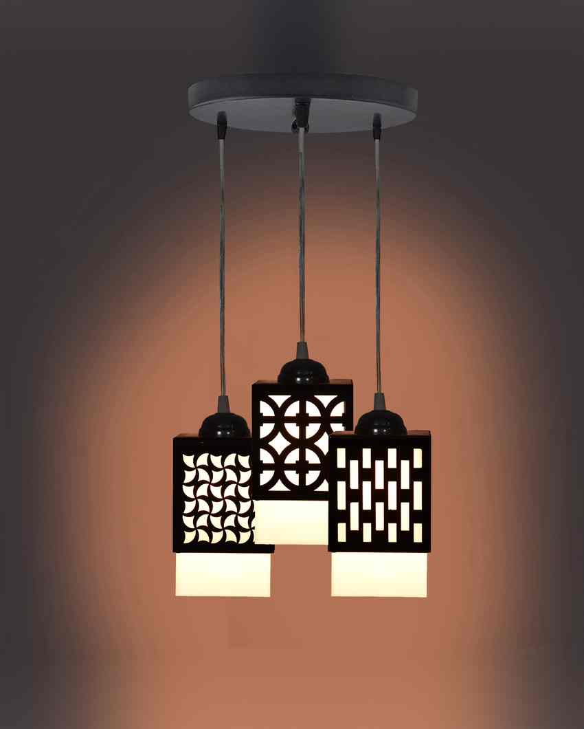 Ambiente Wooden Pendant 3 Lights Hallway Ceiling Lamp | 5 x 6 x 32 inches