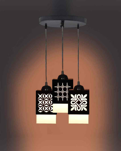 Artesanía Wooden Pendant 3 Lights Hallway Ceiling Lamp | 5 x 6 x 32 inches