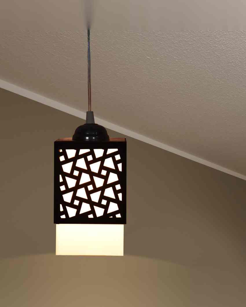 Arbic Wooden Pendant 3 Lights Hallway Ceiling Lamp | 5 x 6 x 32 inches