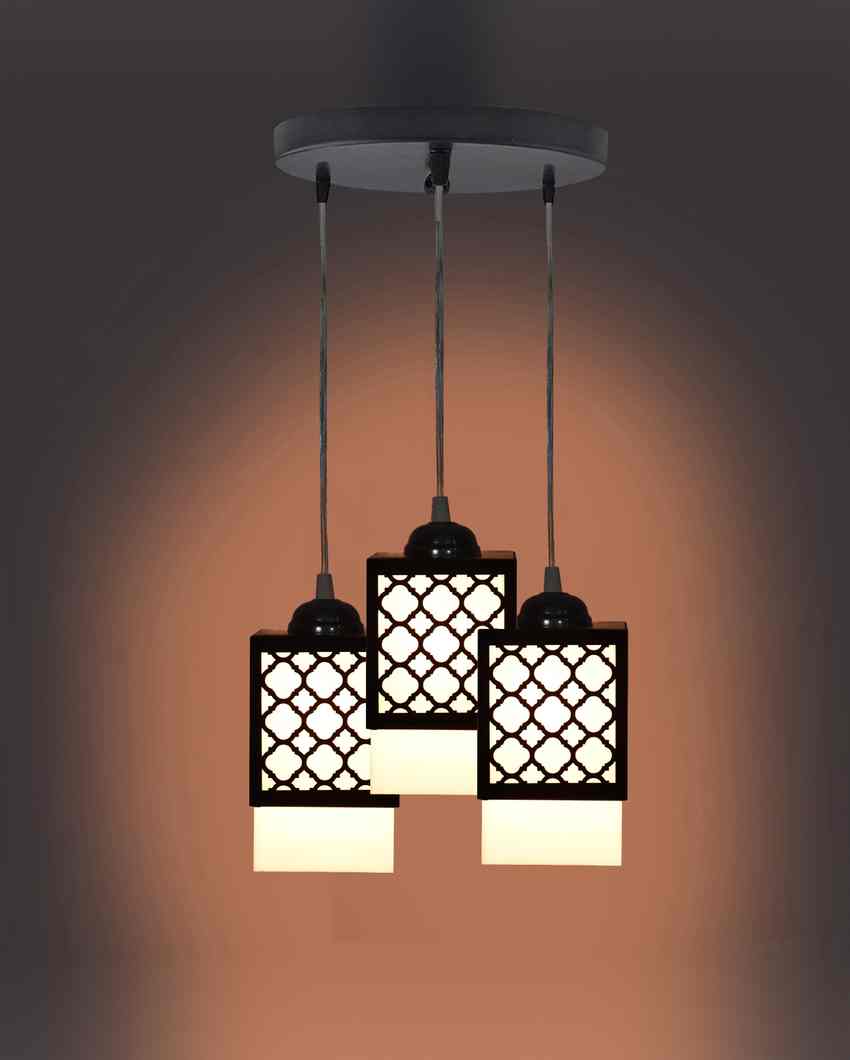 Hängend Wooden 3 Lights Pendant Hallway Ceiling Lamp | 5 x 6 x 32 inches