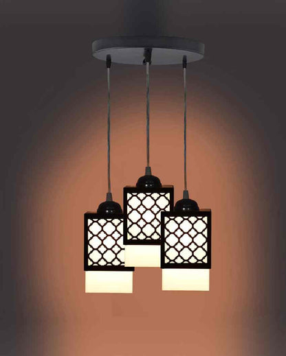 Hängend Wooden 3 Lights Pendant Hallway Ceiling Lamp | 5 x 6 x 32 inches