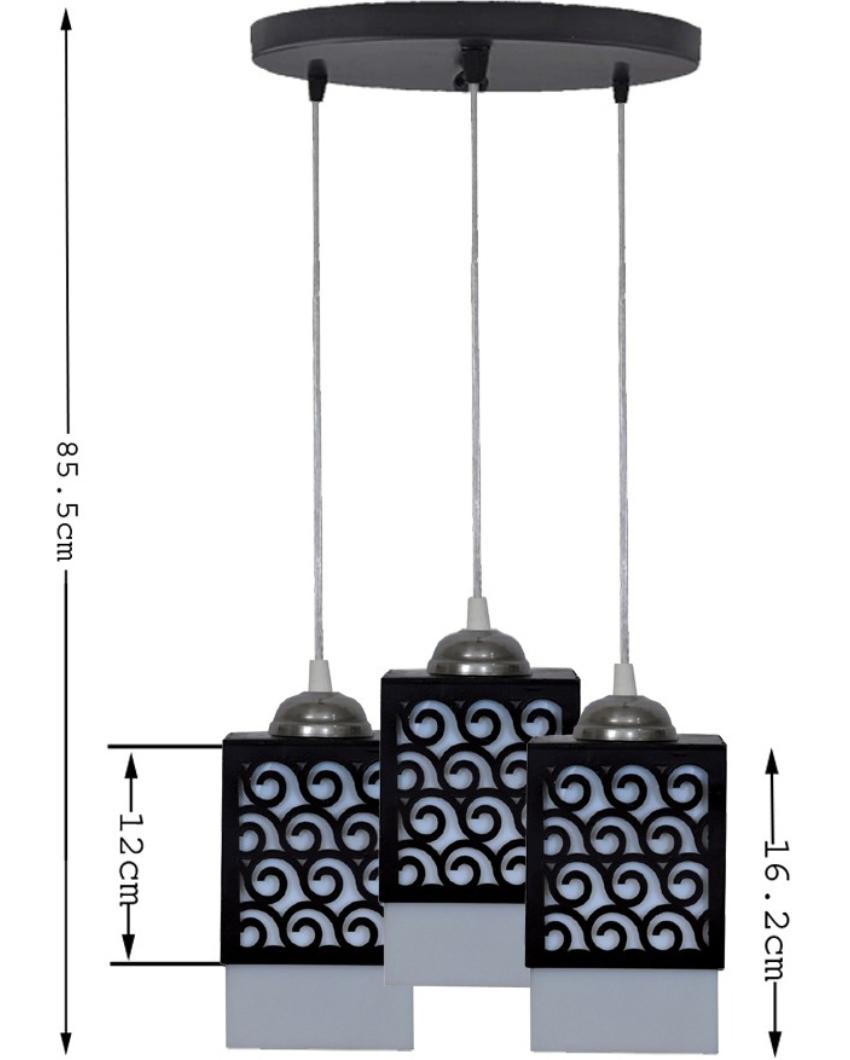 Zig 3 Shades Wooden Pendant Hanging Ceiling Lamp | 5 x 6 x 32 inches