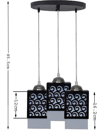 Zig 3 Shades Wooden Pendant Hanging Ceiling Lamp | 5 x 6 x 32 inches