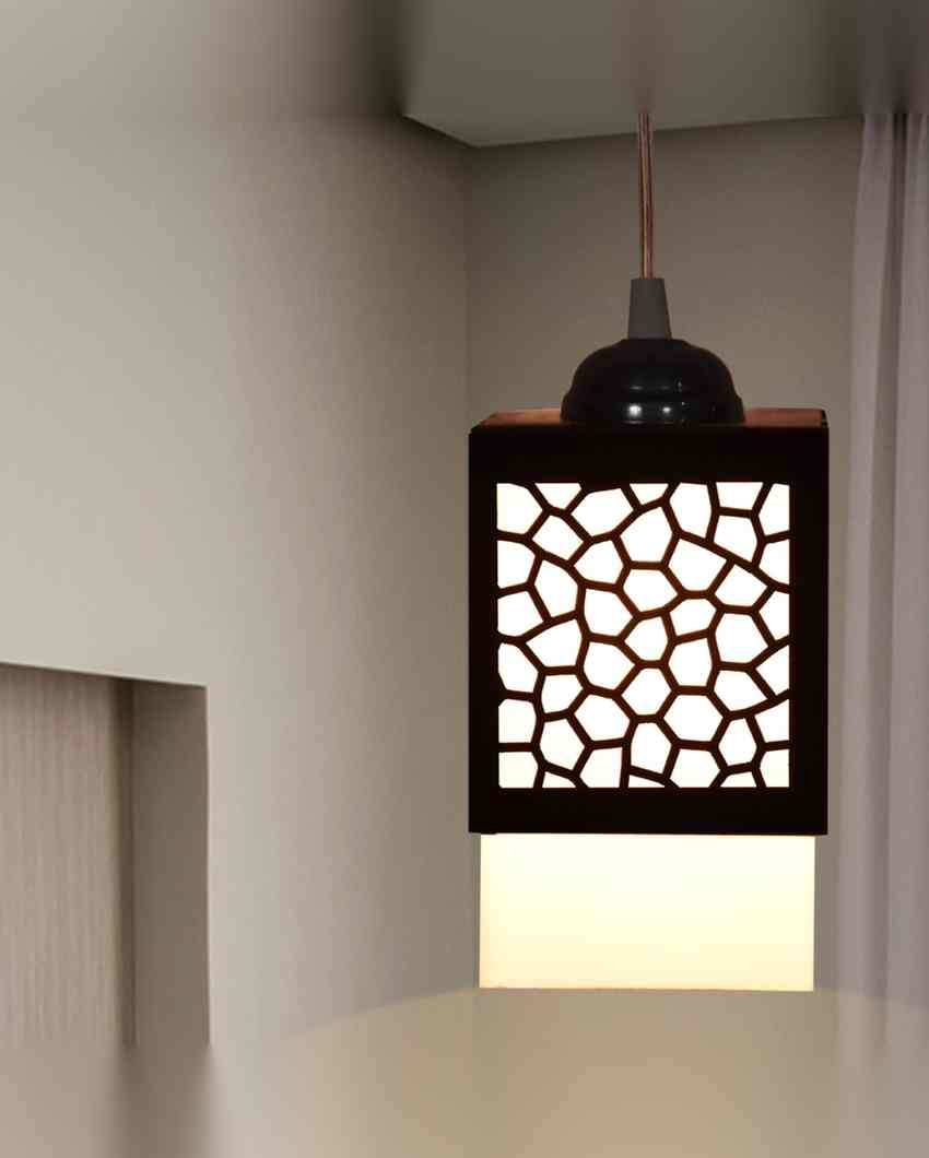 Tradicional 3 Shades Wooden Pendant Hanging Ceiling Lamp | 5 x 6 x 32 inches