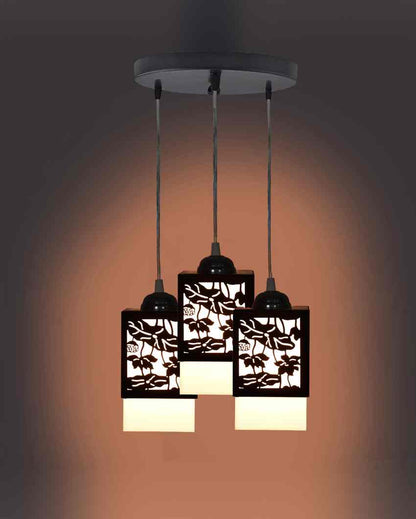 Estiloso 3 Shades Wooden Pendant Hanging Ceiling Lamp | 5 x 6 x 32 inches