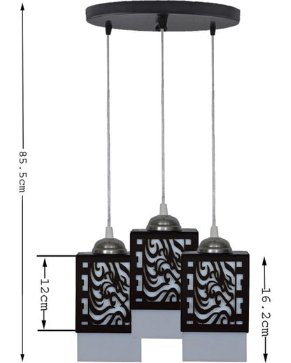 Moderno 3 Lights Hallway Wooden Pendant Ceiling Lamp | 5 x 6 x 32 inches