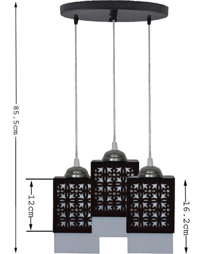 Luz 3 Shades Wooden Pendant Ceiling Lamp | 5 x 6 x 32 inches